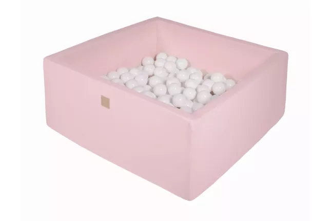 MeowBaby® Square 7cm Dry Ball Pool für Baby, 110x110x40cm/400 Bälle, Baumwolle, Hellrosa