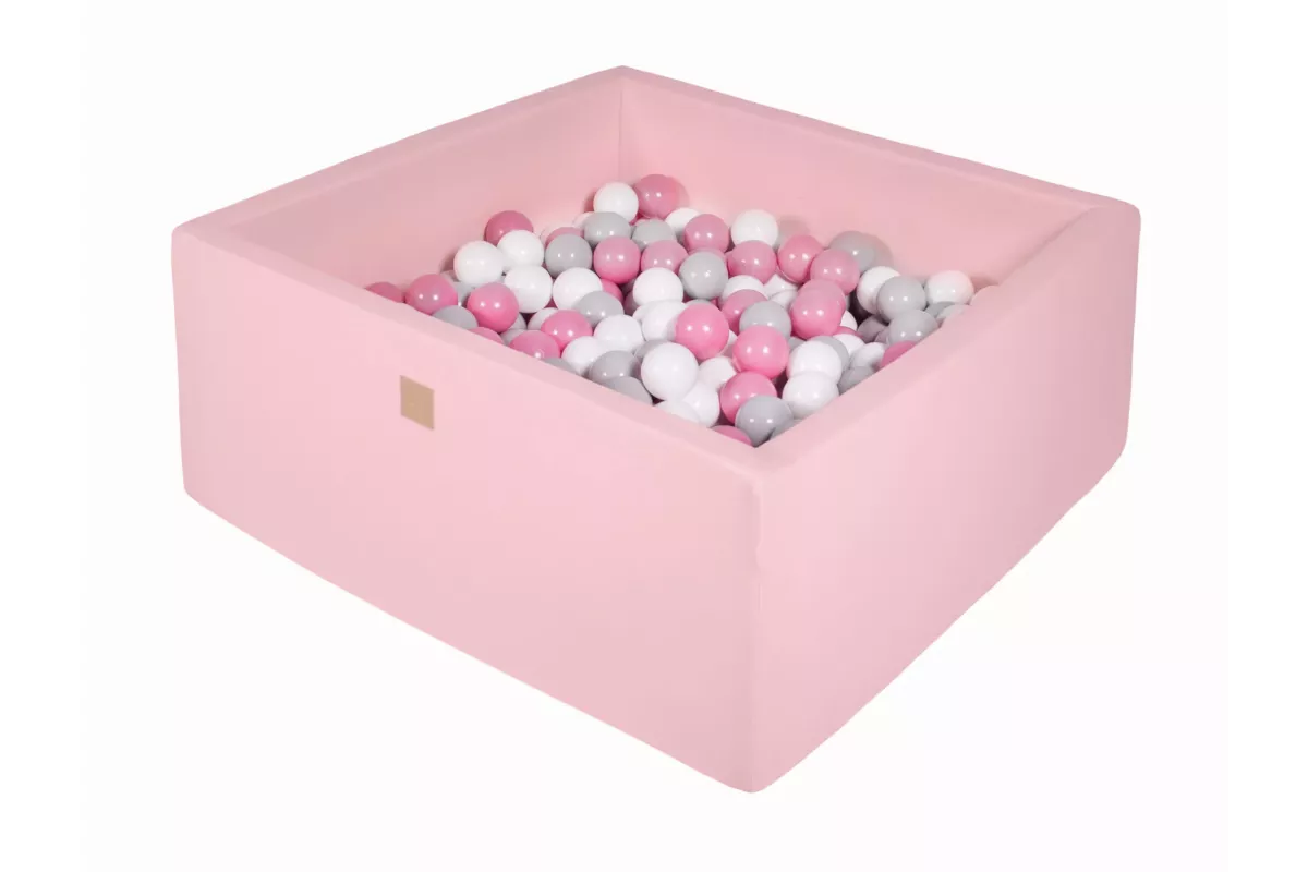 MeowBaby® Square 7cm Dry Ball Pool für Baby, 110x110x40cm/400 Bälle, Baumwolle, Hellrosa